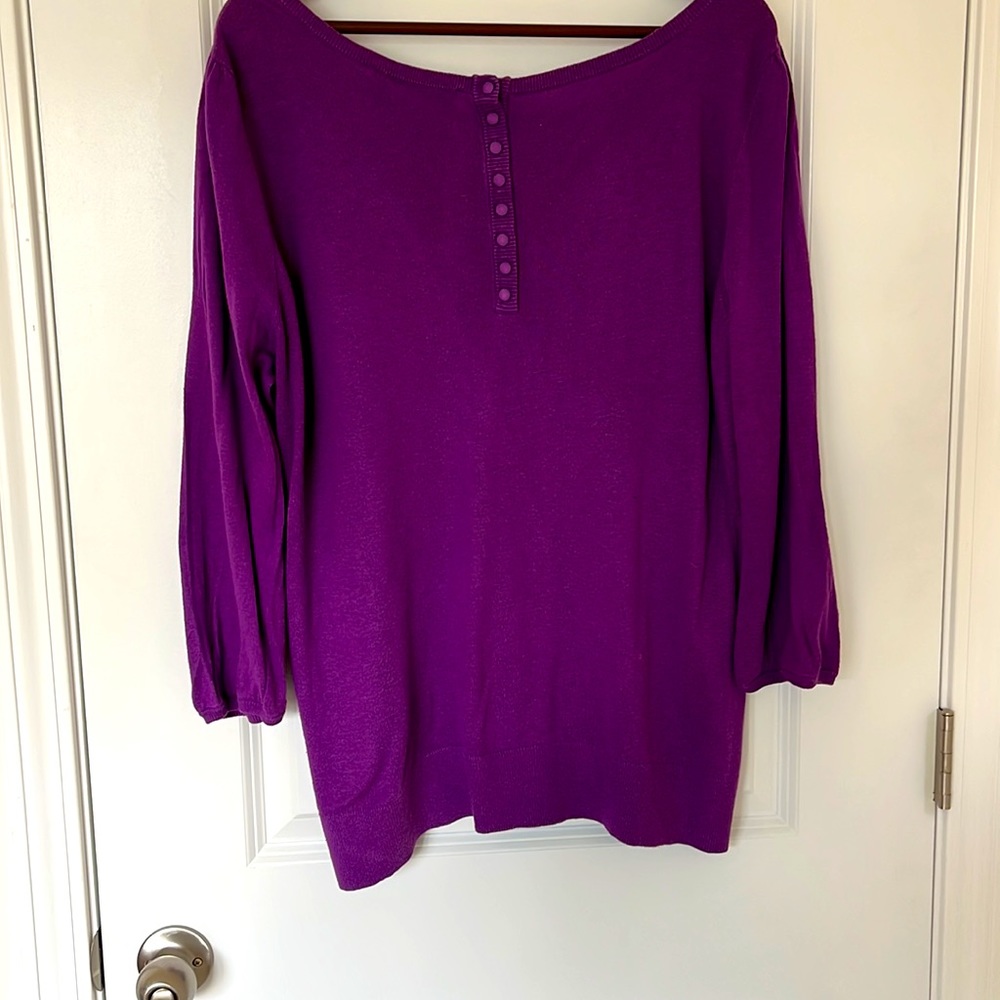 Loft Purple Sweater with Button Detail - Picture 7 of 9